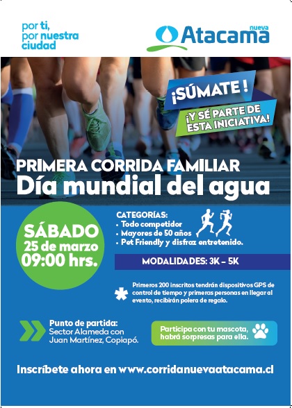 Nueva Atacama organiza Corrida Familiar por el Día Mundial del Agua