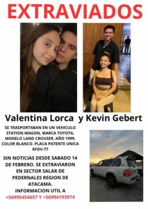 Buscan a joven pareja desaparecida en la región de Atacama: Se les perdió el rastro tras enviar un mensaje a sus familiares