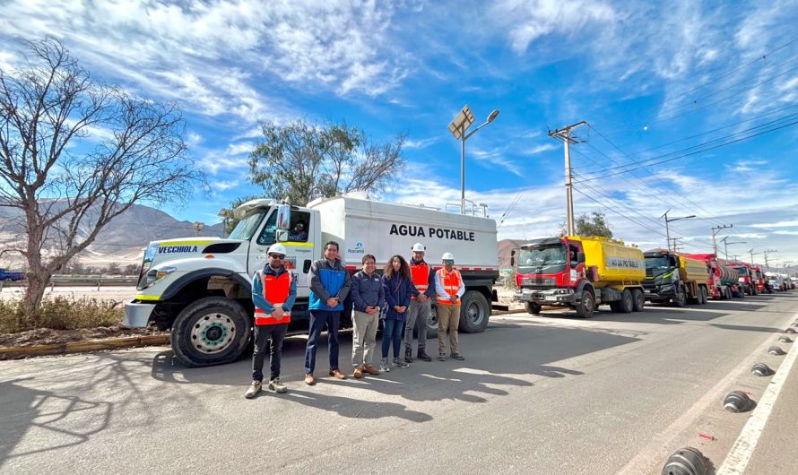 Un convoy de 14 camiones aljibe llega a Huasco y Freirina para reforzar el suministro de agua potable