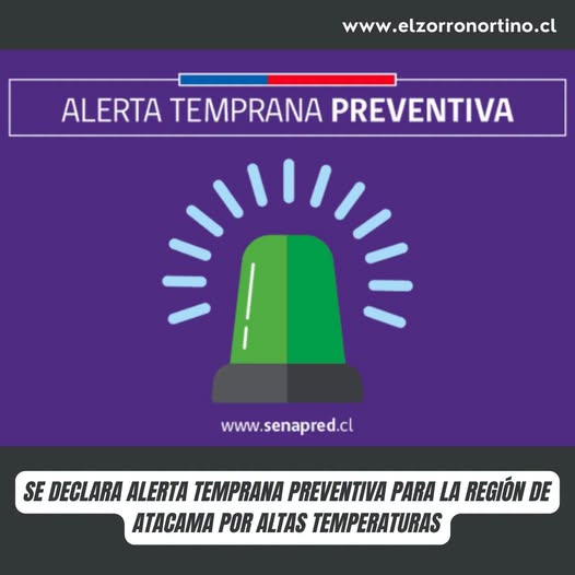 Se declara Alerta Temprana Preventiva para la Región de Atacama por altas temperaturas