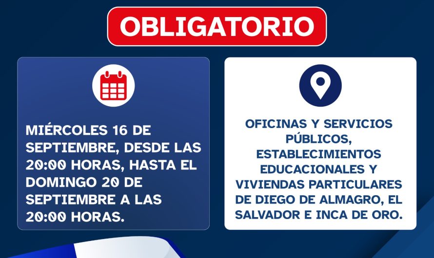 DECRETAN EMBANDERAMIENTO COMUNA DIEGO DE ALMAGRO